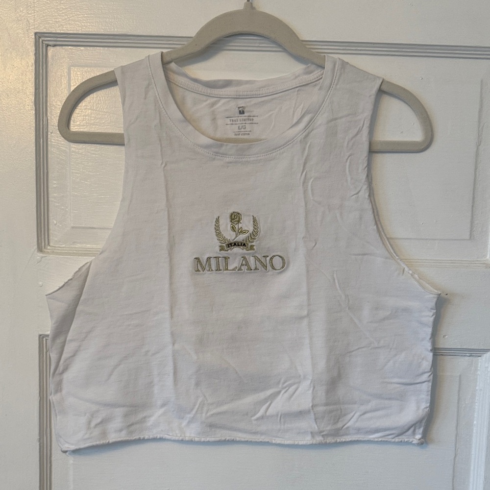 Cropped White Sleeveless Tank Top